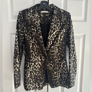 Alice + Olivia Leopard Print Blazer in Black and Cream